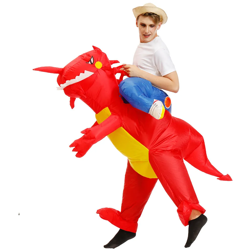 Kids Adult Inflatable Costume Inflatable Dinosaur Costume T-Rex Fancy Dress Halloween Blow up Costumes Red Dinosaur Costume