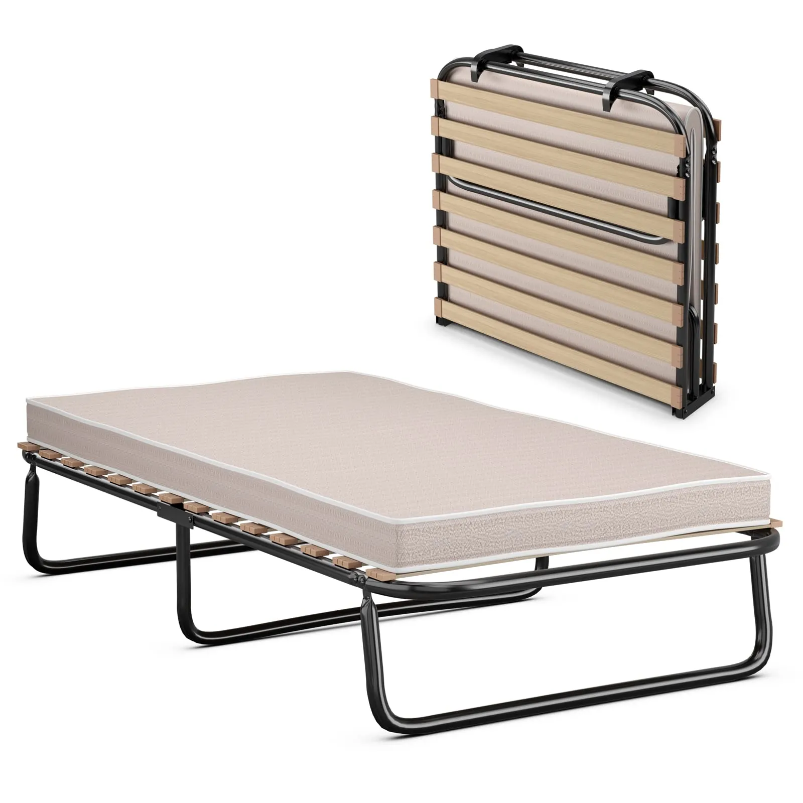 KOMFOTT Folding Bed Frame with Mattress Twin Size (2" or 4")