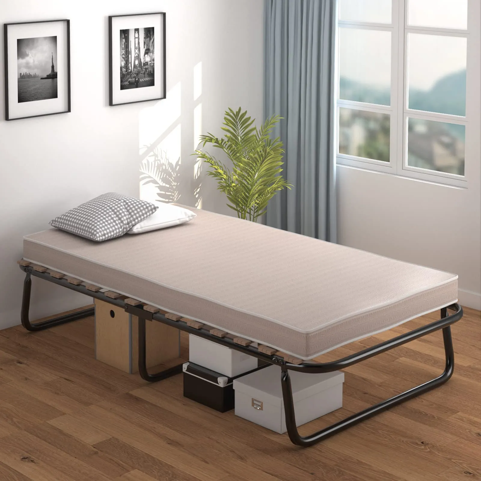 KOMFOTT Folding Bed Frame with Mattress Twin Size (2" or 4")