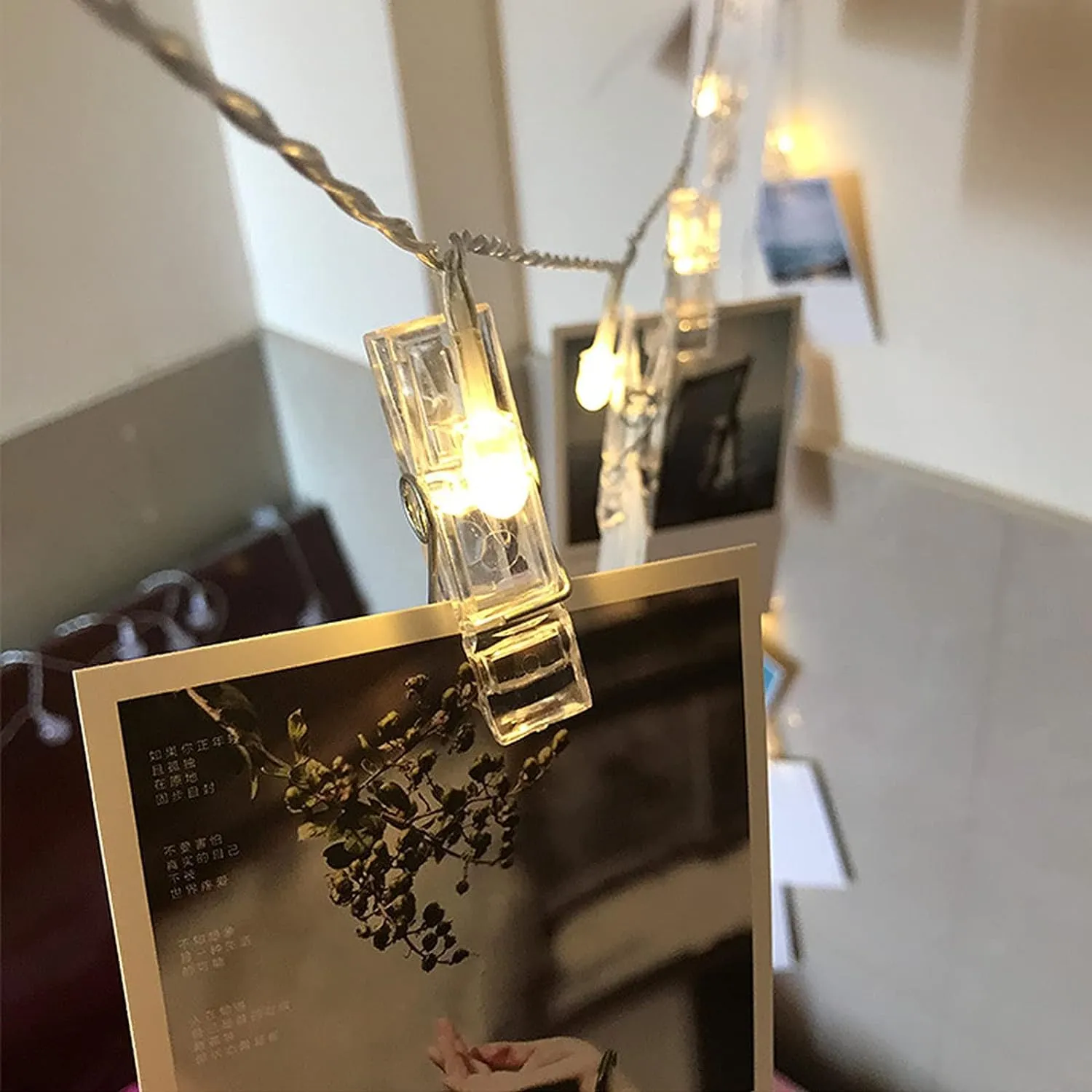 Kuber Industries LED String Lights | 20 Photo Clip String Lights for Hanging Birthday Photo | Festival | Wedding | Home Decoration | LED Clip Lights | Warm White