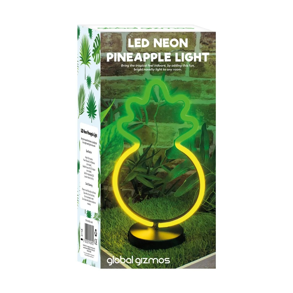 LED Neon Pineapple Light 30cm Powered by Battery or DC Adapter - Fun Indoor Table Lamp Perfect for a Themed Party, Living Room, Bedroom or as a Gift