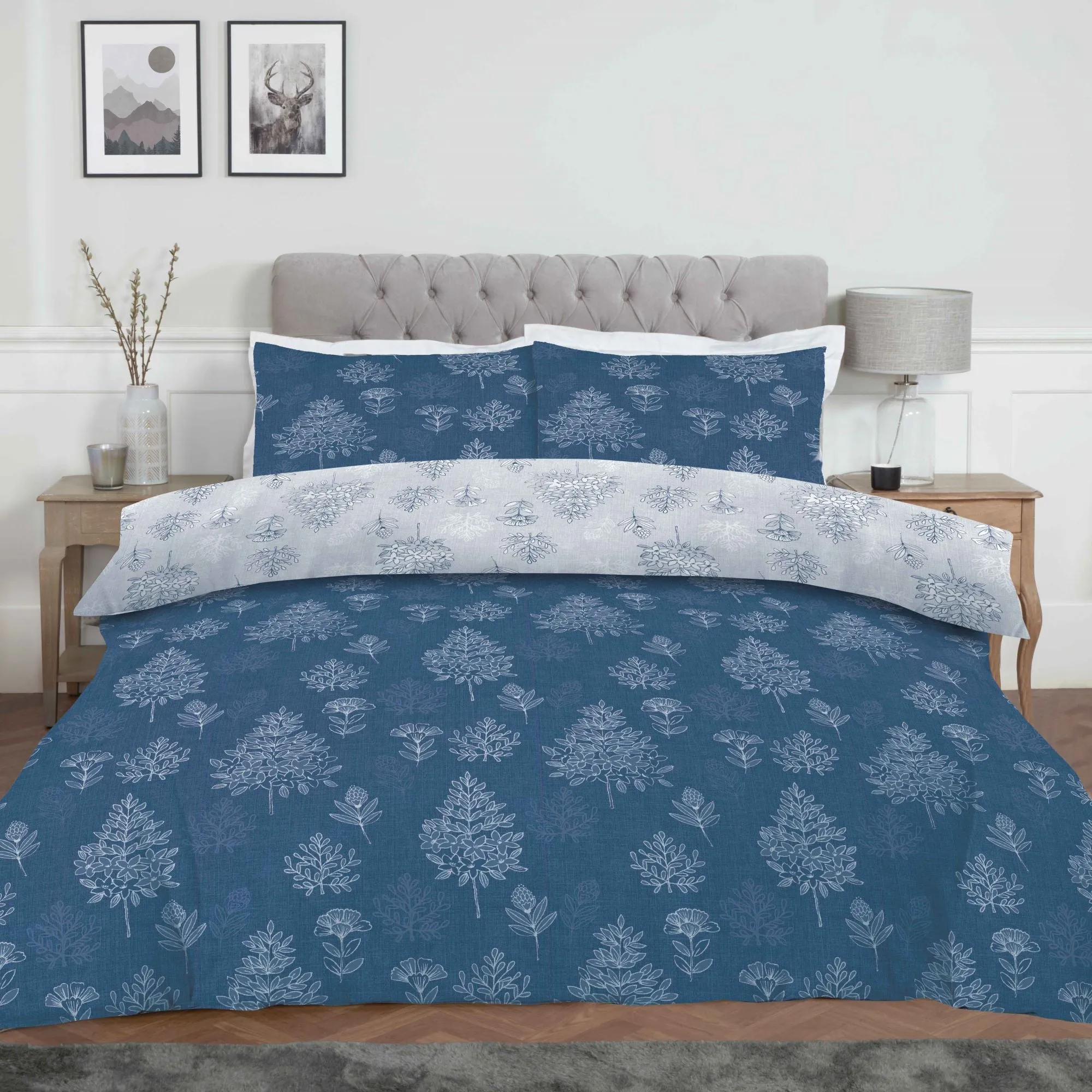 Lewis's Freya Brushed Cotton Duvet Set - Blue