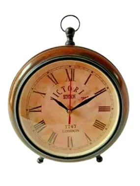 Light It Up Antique Vintage Wooden 8" inch Wall Clock- Colour -Brown Table Clock for Office Room Home Decor