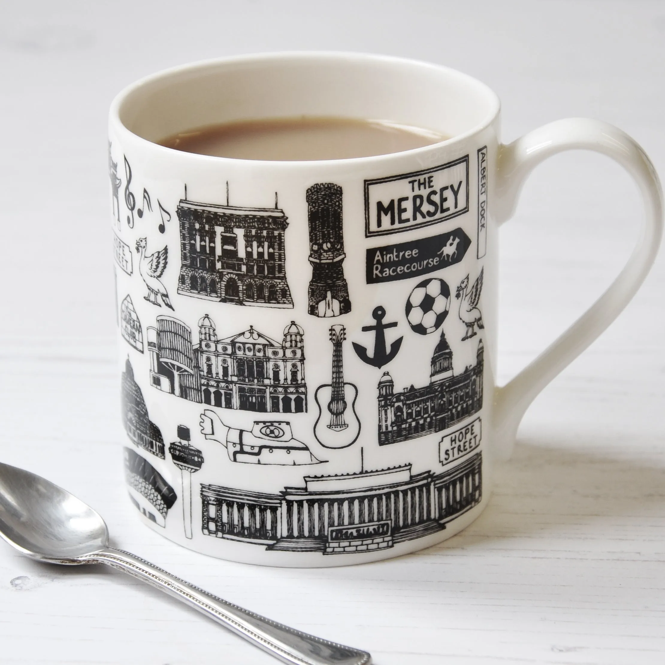 Liverpool illustrated black and white mug