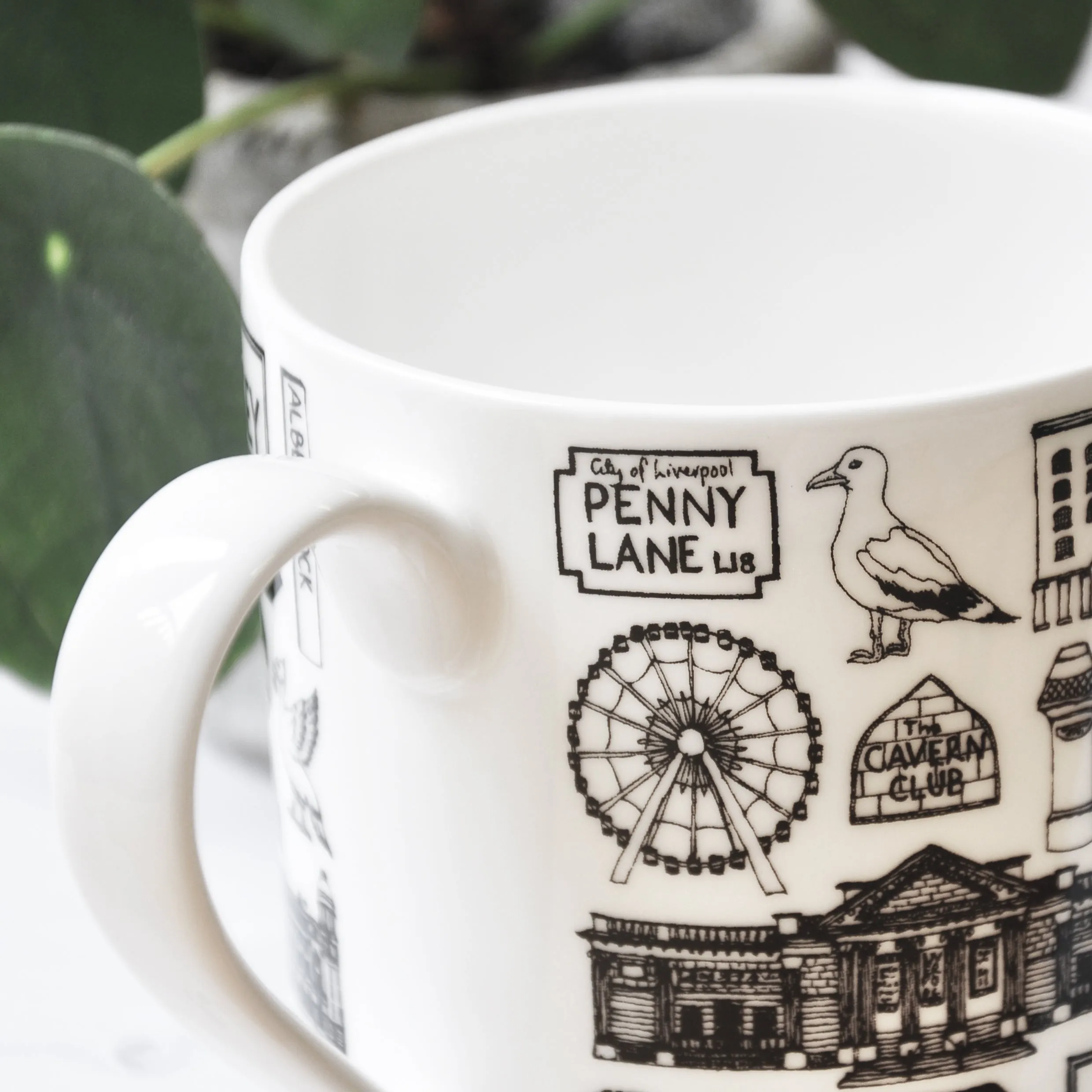 Liverpool illustrated black and white mug