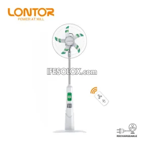 LONTOR 16" Rechargeable Standing Solar Fan with 5-Blades, Remote and Night Light (CTL-CF034R-16-C) - Brand New