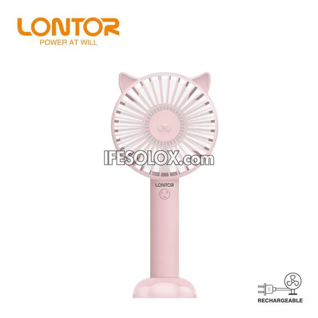 LONTOR 4" Rechargeable Portable Hand Fan with 3-Blades (CTL-MF014-4) - Brand New