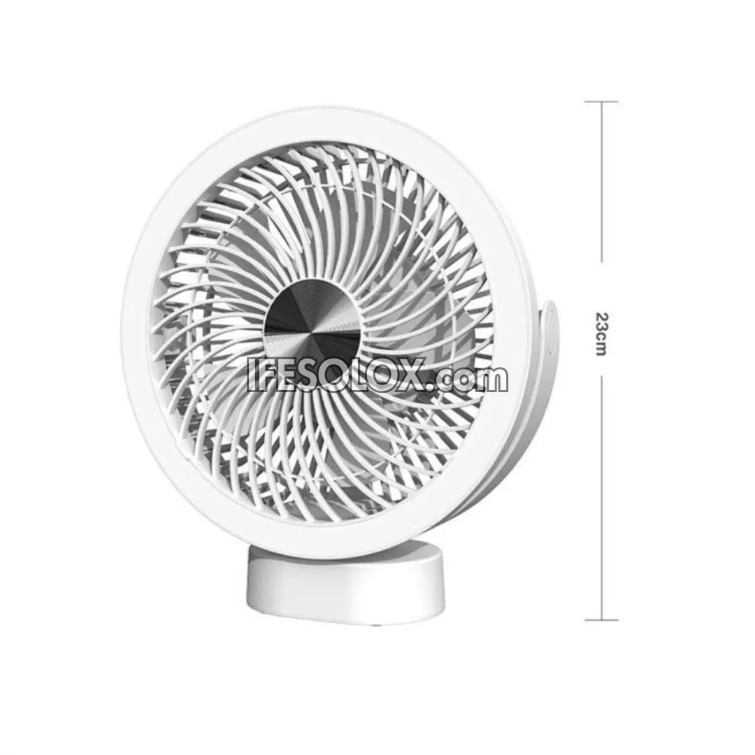 LONTOR 6" Rechargeable Mini Fan for Tables, Walls & Ceiling with 5-Blades and Harmonious Night Light (CTL-MF025-6) - Brand New