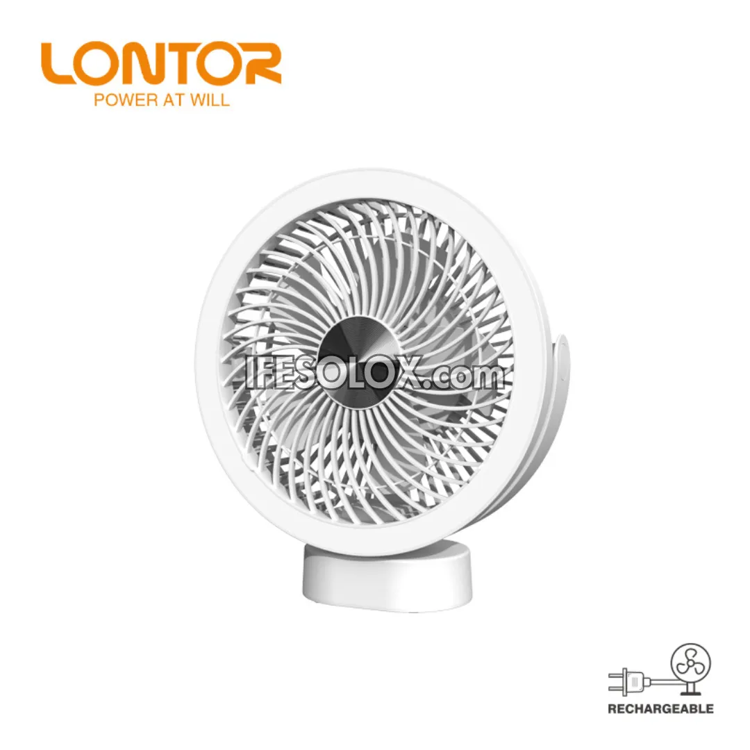 LONTOR 6" Rechargeable Mini Fan for Tables, Walls & Ceiling with 5-Blades and Harmonious Night Light (CTL-MF025-6) - Brand New