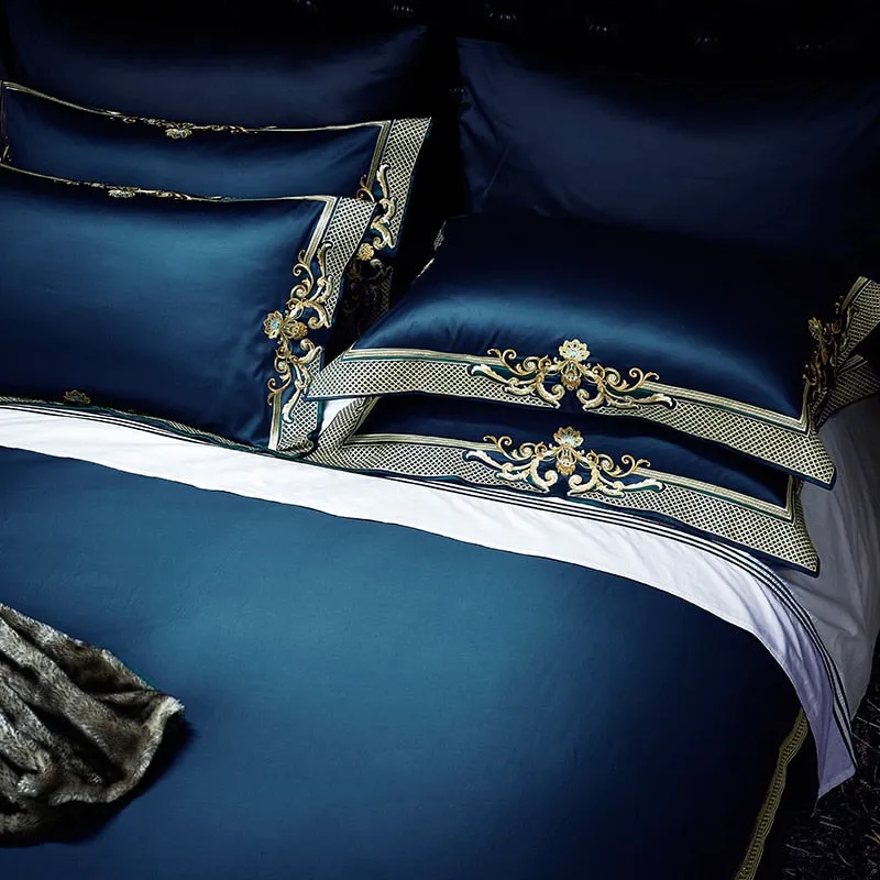 Luxury 600TC Egyptian Cotton Classic Exquisite Bedding Set Embroidery Duvet