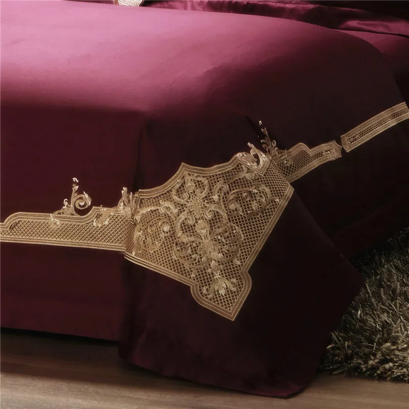 Luxury 600TC Egyptian Cotton Classic Exquisite Bedding Set Embroidery Duvet