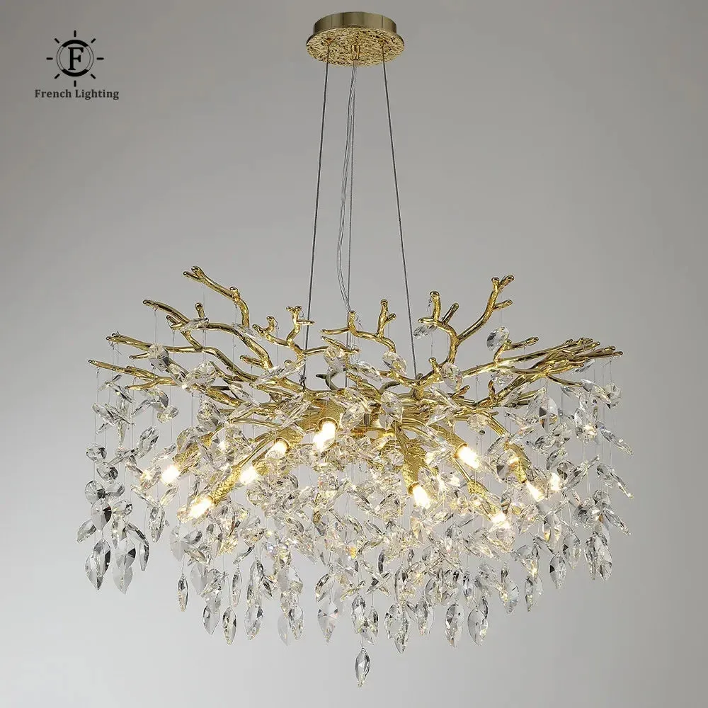 Luxury Crystal Leaf Pendant Ceiling Chandelier Gold/Silver Indoor Lighting Fixtures