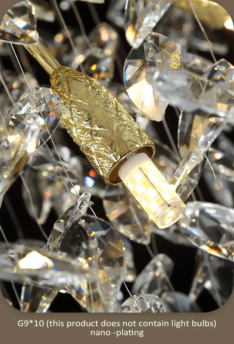 Luxury Crystal Leaf Pendant Ceiling Chandelier Gold/Silver Indoor Lighting Fixtures