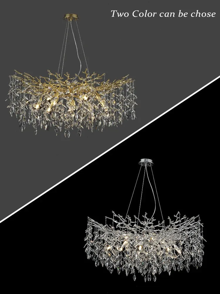 Luxury Crystal Leaf Pendant Ceiling Chandelier Gold/Silver Indoor Lighting Fixtures