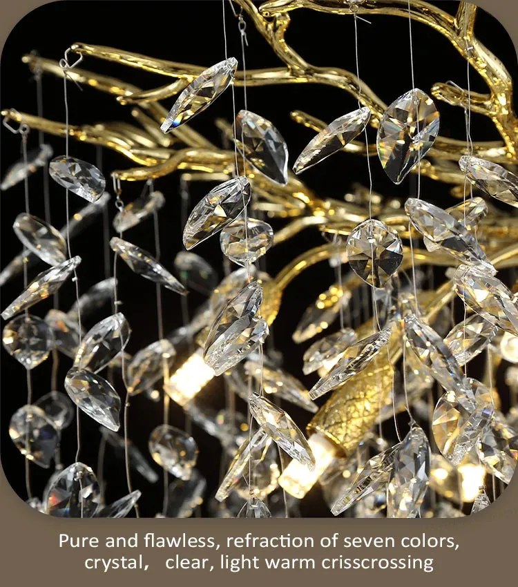 Luxury Crystal Leaf Pendant Ceiling Chandelier Gold/Silver Indoor Lighting Fixtures