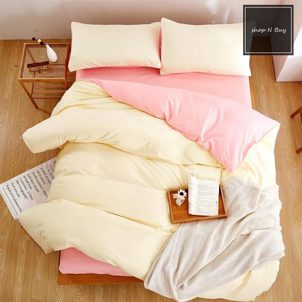 Luxury Reversible Milk White And Peach Duvet Set - 6 Pieces