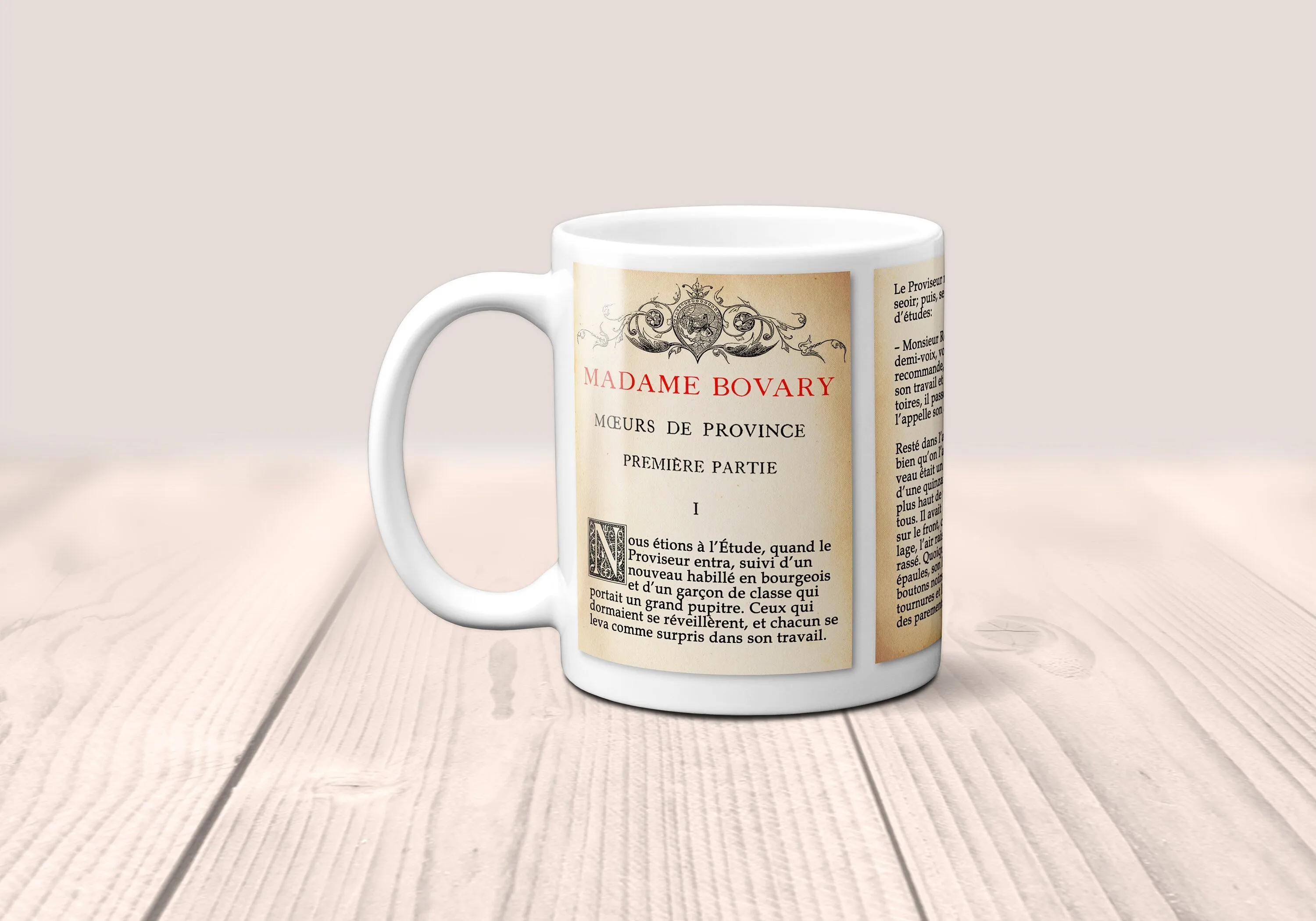 Madame Bovary by Gustave Flaubert Mug. Coffee Mug with Madame Bovary book Title and Book Pages, Bookish Gift,  Literary Mug,Book Lover Mug