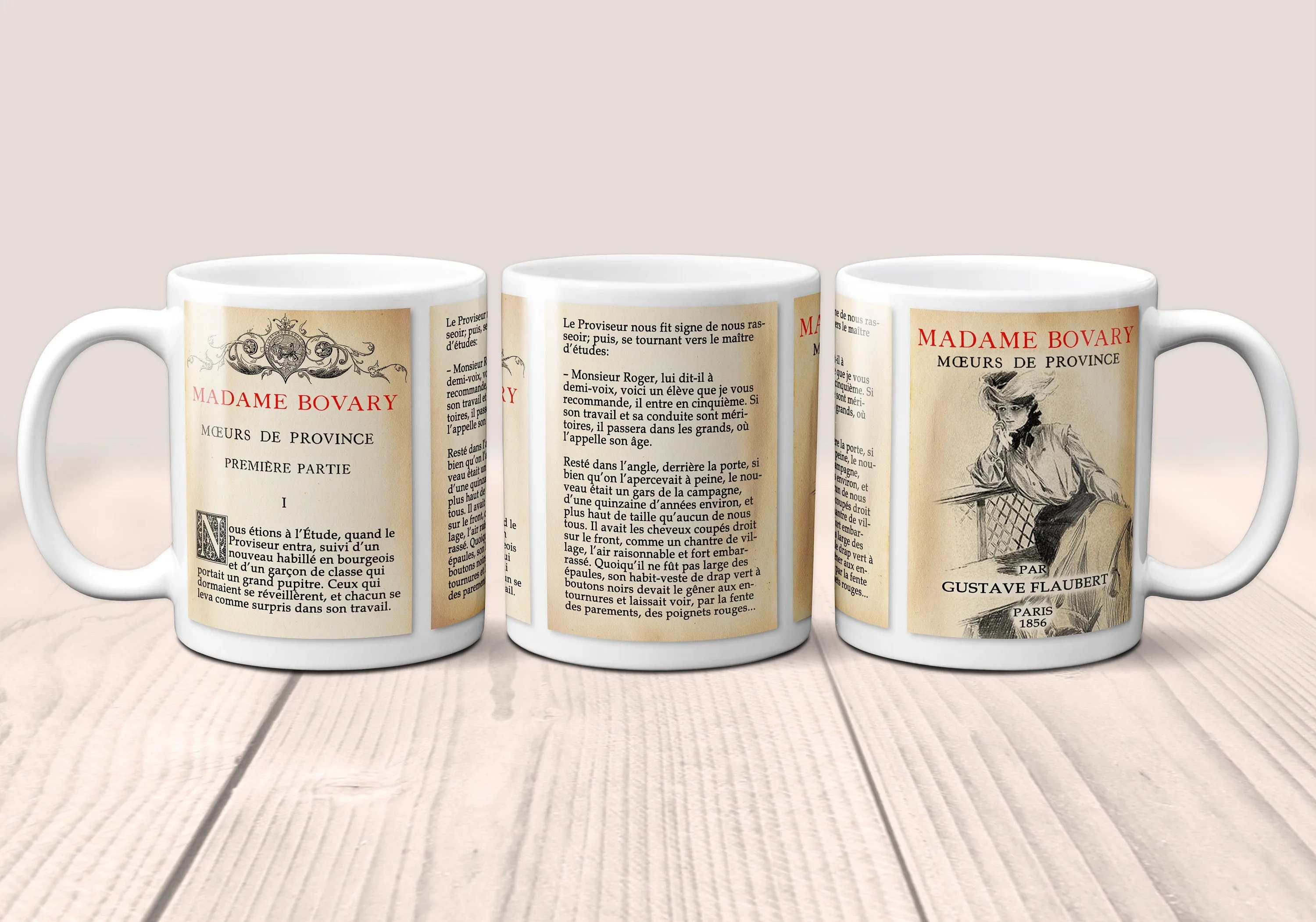 Madame Bovary by Gustave Flaubert Mug. Coffee Mug with Madame Bovary book Title and Book Pages, Bookish Gift,  Literary Mug,Book Lover Mug