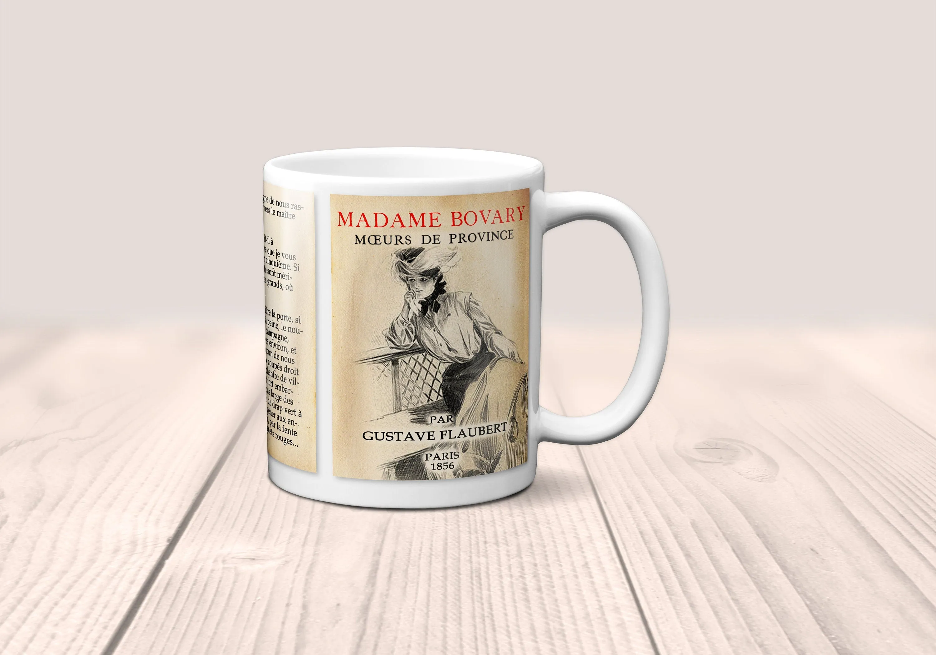 Madame Bovary by Gustave Flaubert Mug. Coffee Mug with Madame Bovary book Title and Book Pages, Bookish Gift,  Literary Mug,Book Lover Mug