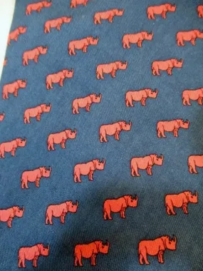 Mens VINEYARD VINES Handmade USA Silk NECK TIE RHINO RHINOCEROS BLUE Pink