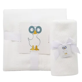 Mommy & Me Knit Blanket Set - White