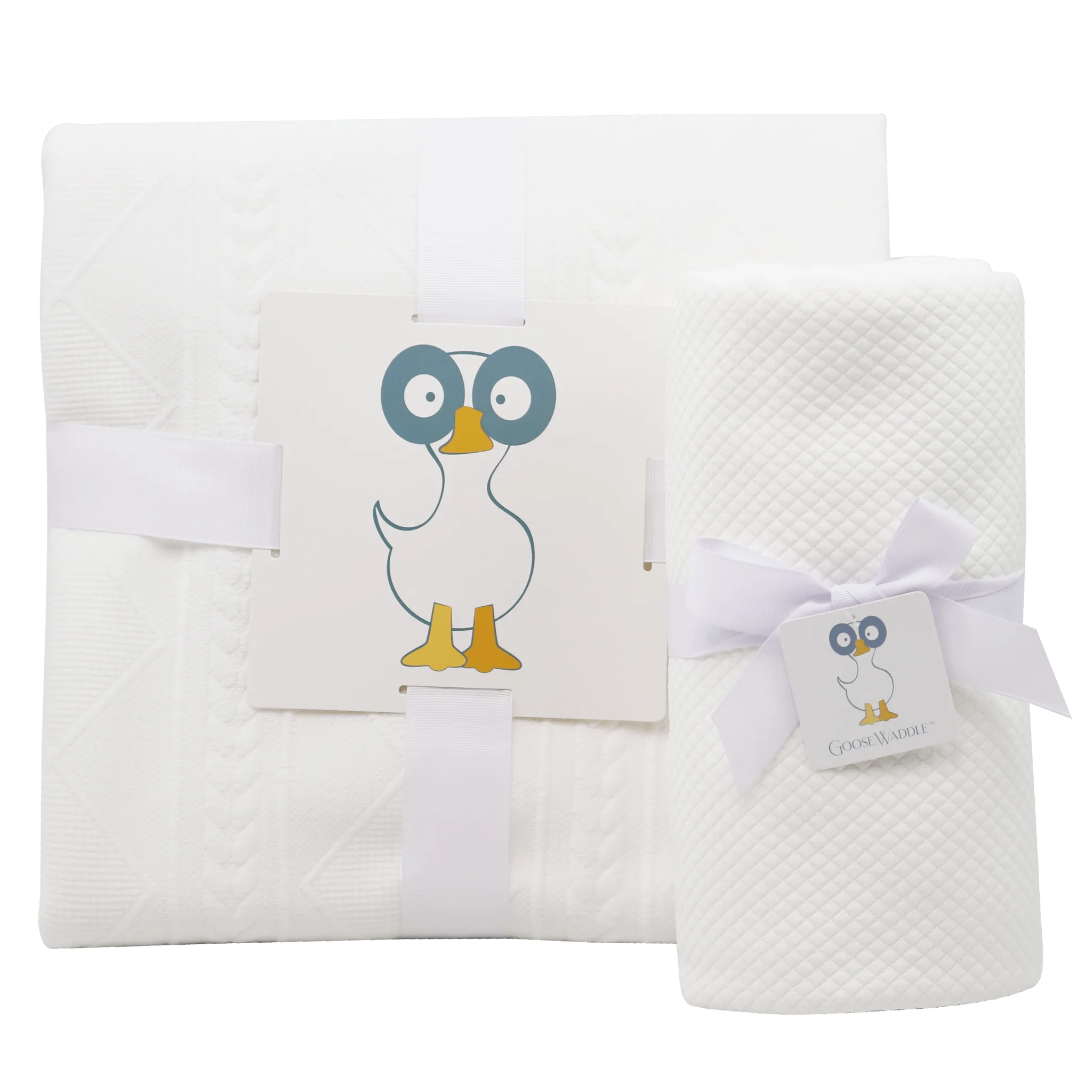 Mommy & Me Knit Blanket Set - White