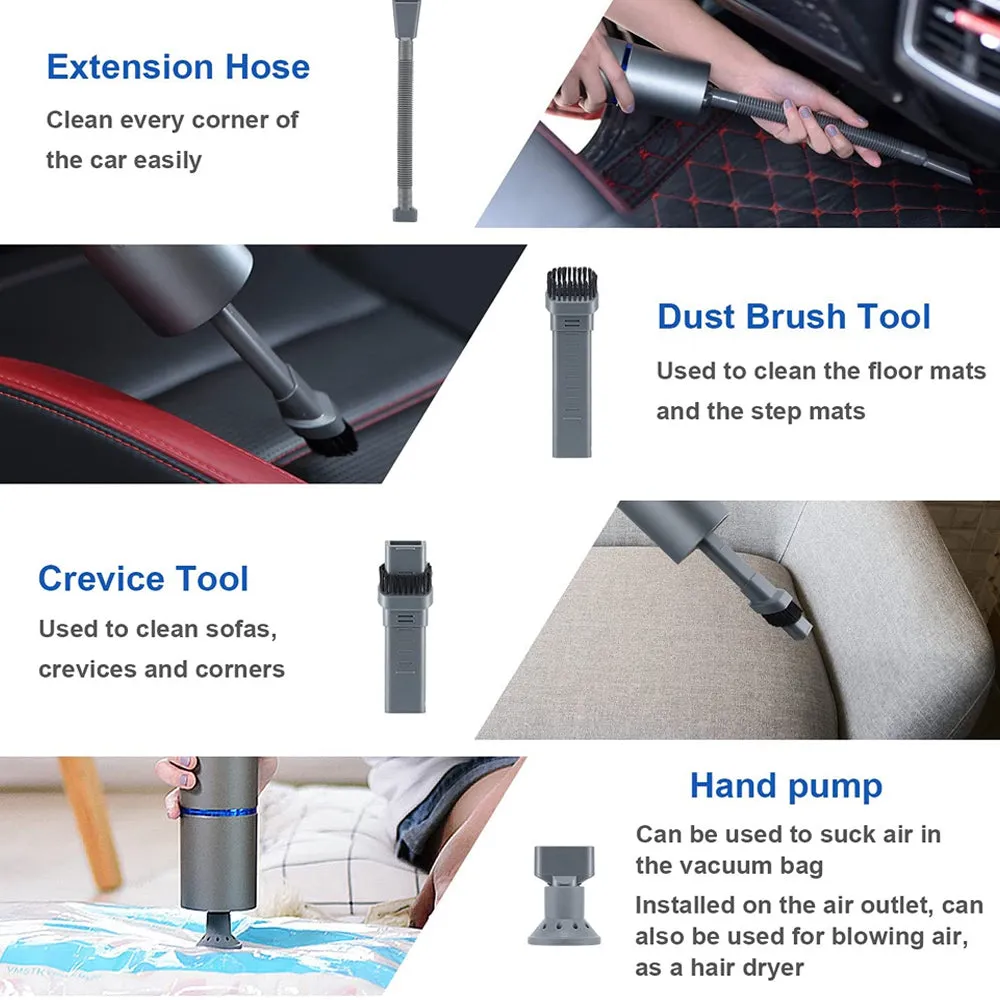 Multifunctional Mini Handheld Cordless Car Vacuum- USB Charging