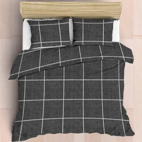 Nest Soft Touch Duvet Cover Set - Grid Grey