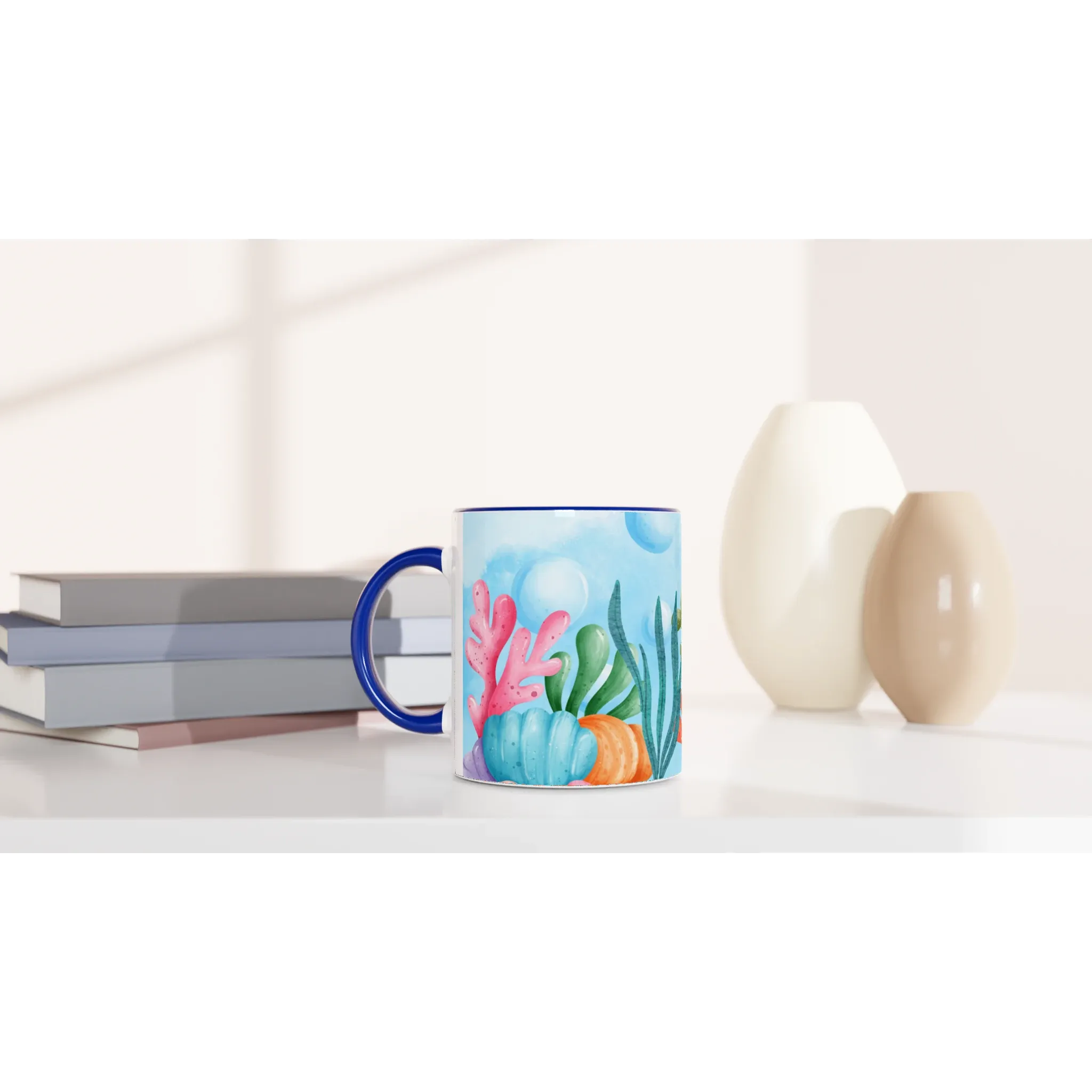 Ocean-Themed Coffee Cup | Blue Ceramic Mug