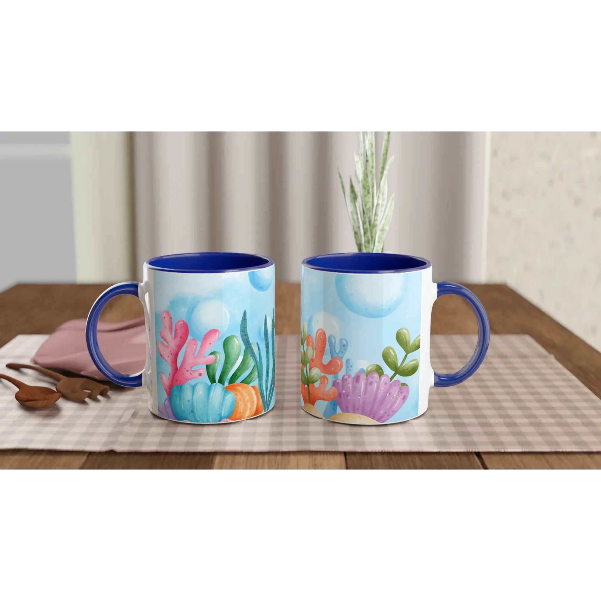 Ocean-Themed Coffee Cup | Blue Ceramic Mug