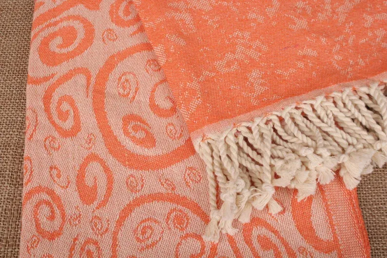 Orange Turtle Turkish Beach Towel