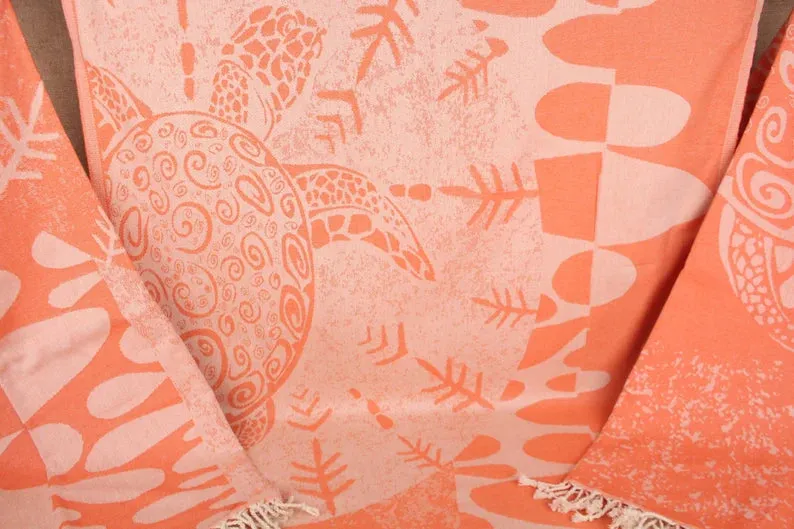 Orange Turtle Turkish Beach Towel