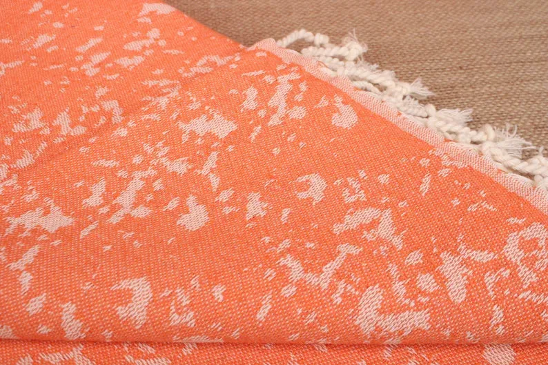 Orange Turtle Turkish Beach Towel