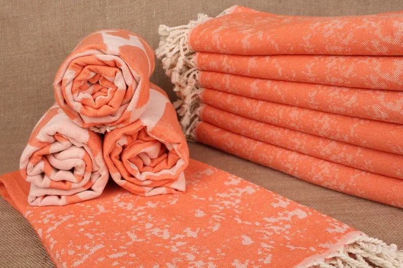 Orange Turtle Turkish Beach Towel