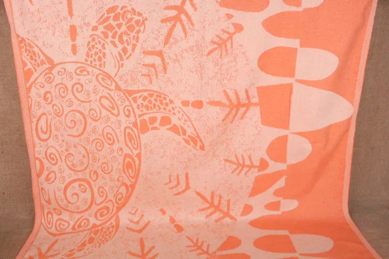 Orange Turtle Turkish Beach Towel