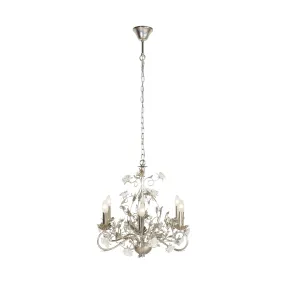 Oriana Silver Finish 6 Light Crystal Glass Chandelier