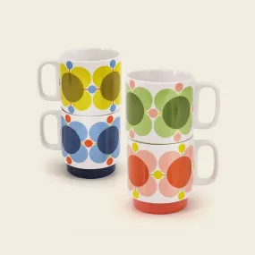 Orla Kiely Atomic Flower Stacking Mugs Set of 4