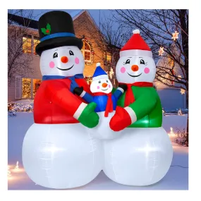 Outdoor Christmas Decoration, 6FT Snowman Family Xmas Decorations Outdoor Christmas Blow Up Yard Decorations with Built-in LED for Outside, Holiday Lawn, Yard, Garden