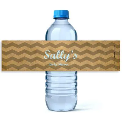 Paper Chevron Water Bottle Labels