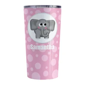 Personalized Cute Elephant Bubbly Pink Tumbler Cup