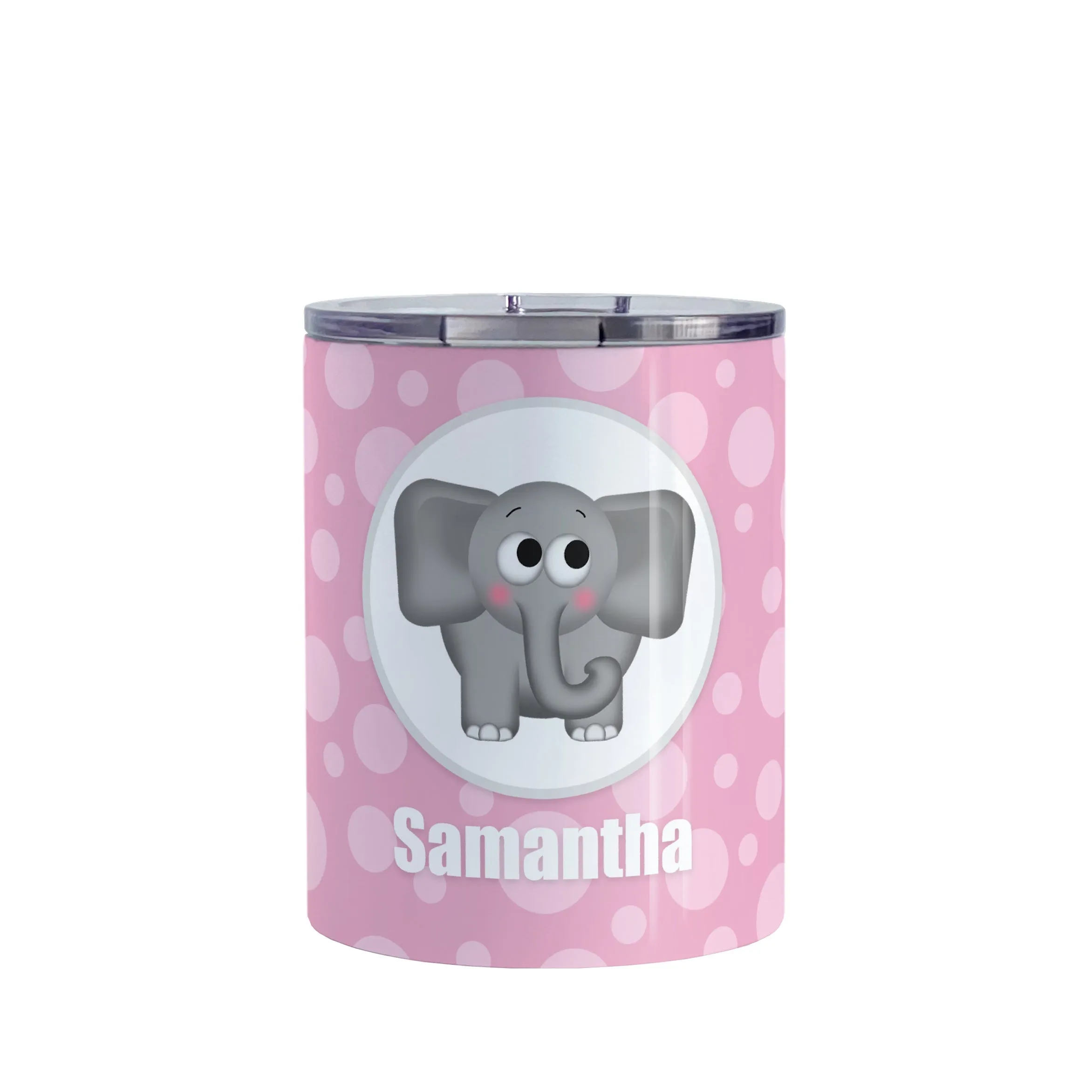 Personalized Cute Elephant Bubbly Pink Tumbler Cup