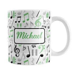 Personalized Green Music Notes Pattern Mug