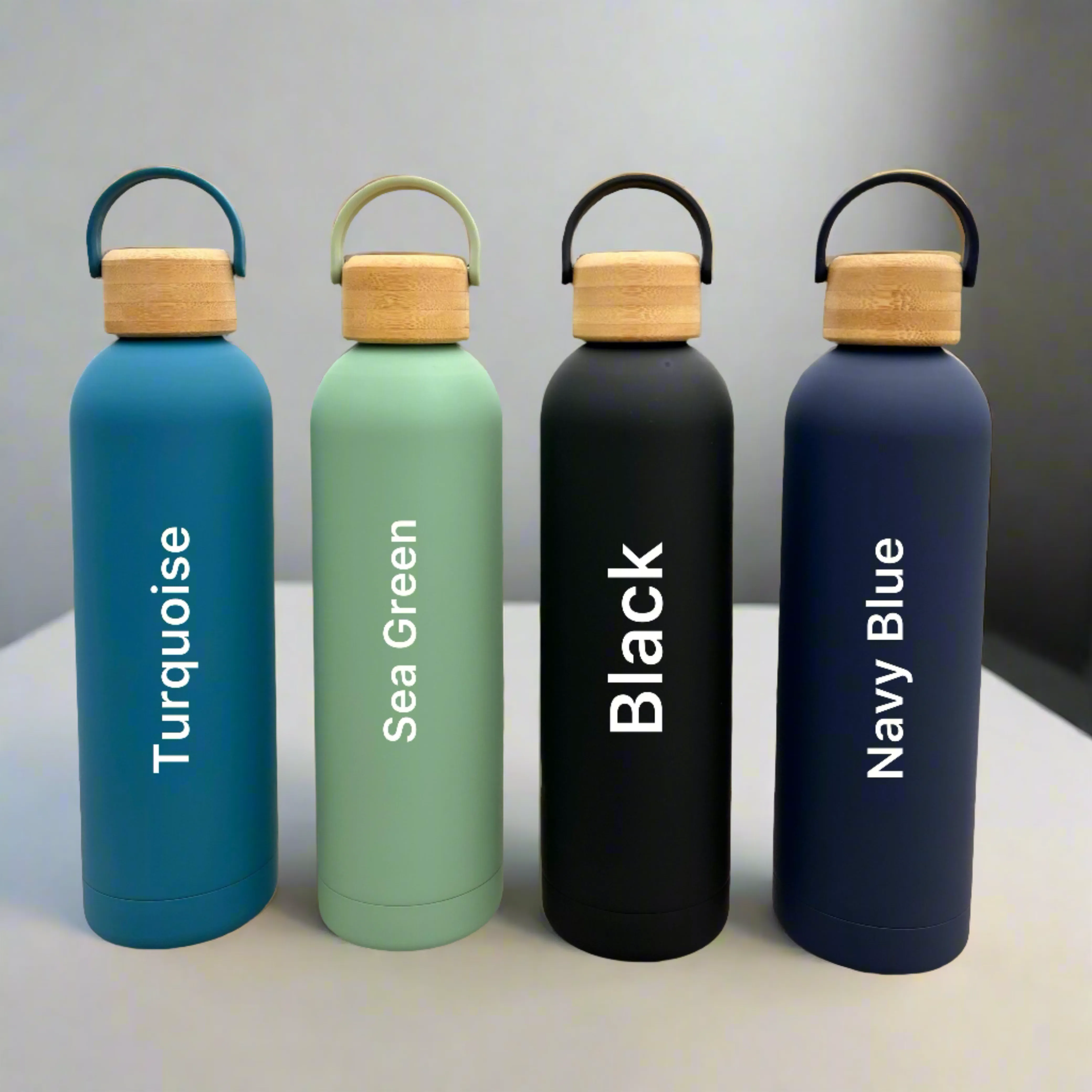 Personalized Ultra Luxurious Vacuum Insulated Steel Water Bottles with wooden lid