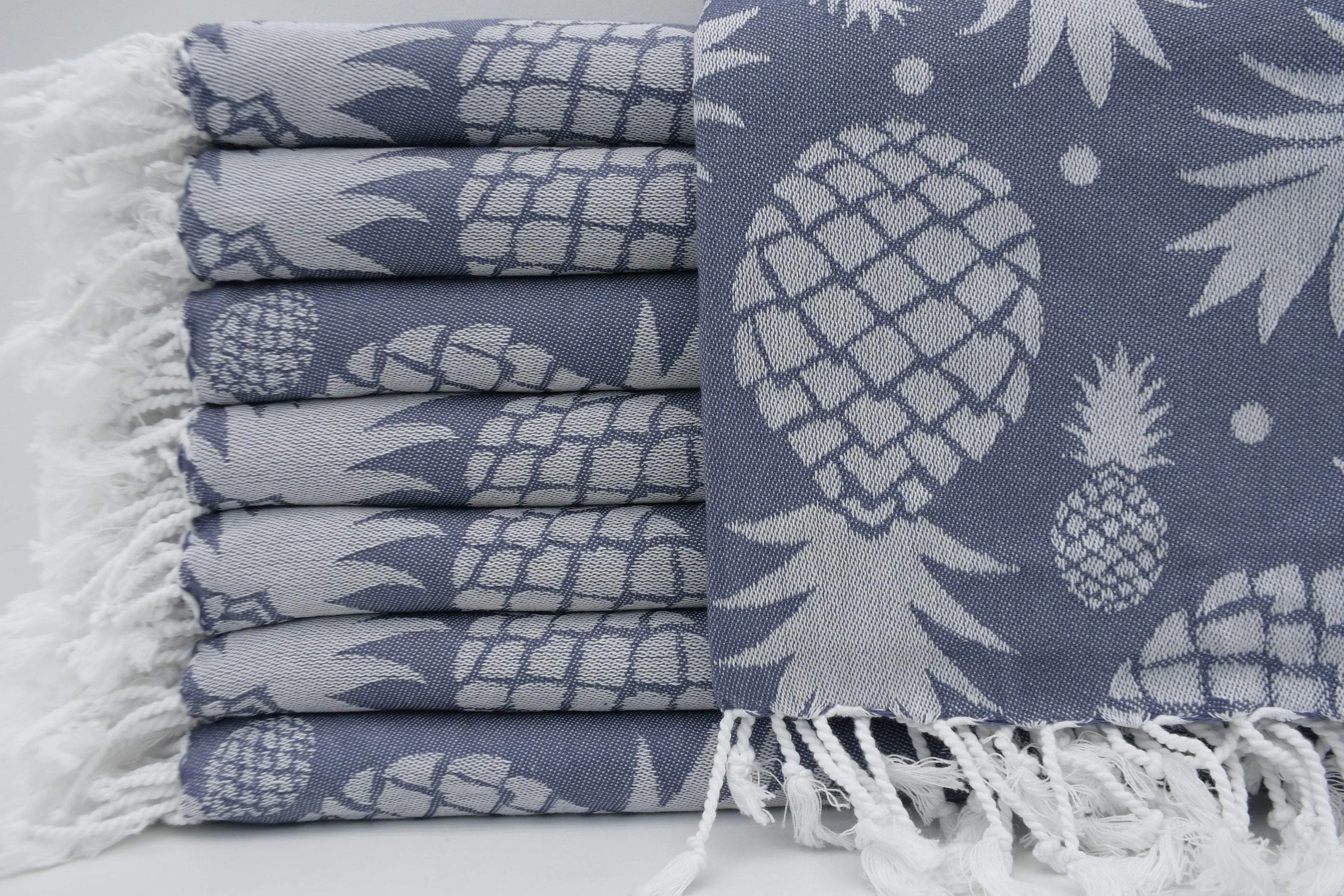 Pineapple Blue Gray 100% Cotton Towel