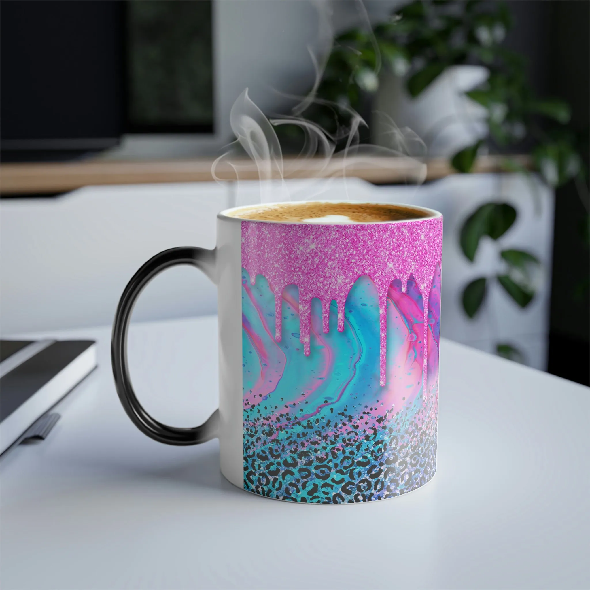 Pink glitter drip 11oz Color Morphing Mug