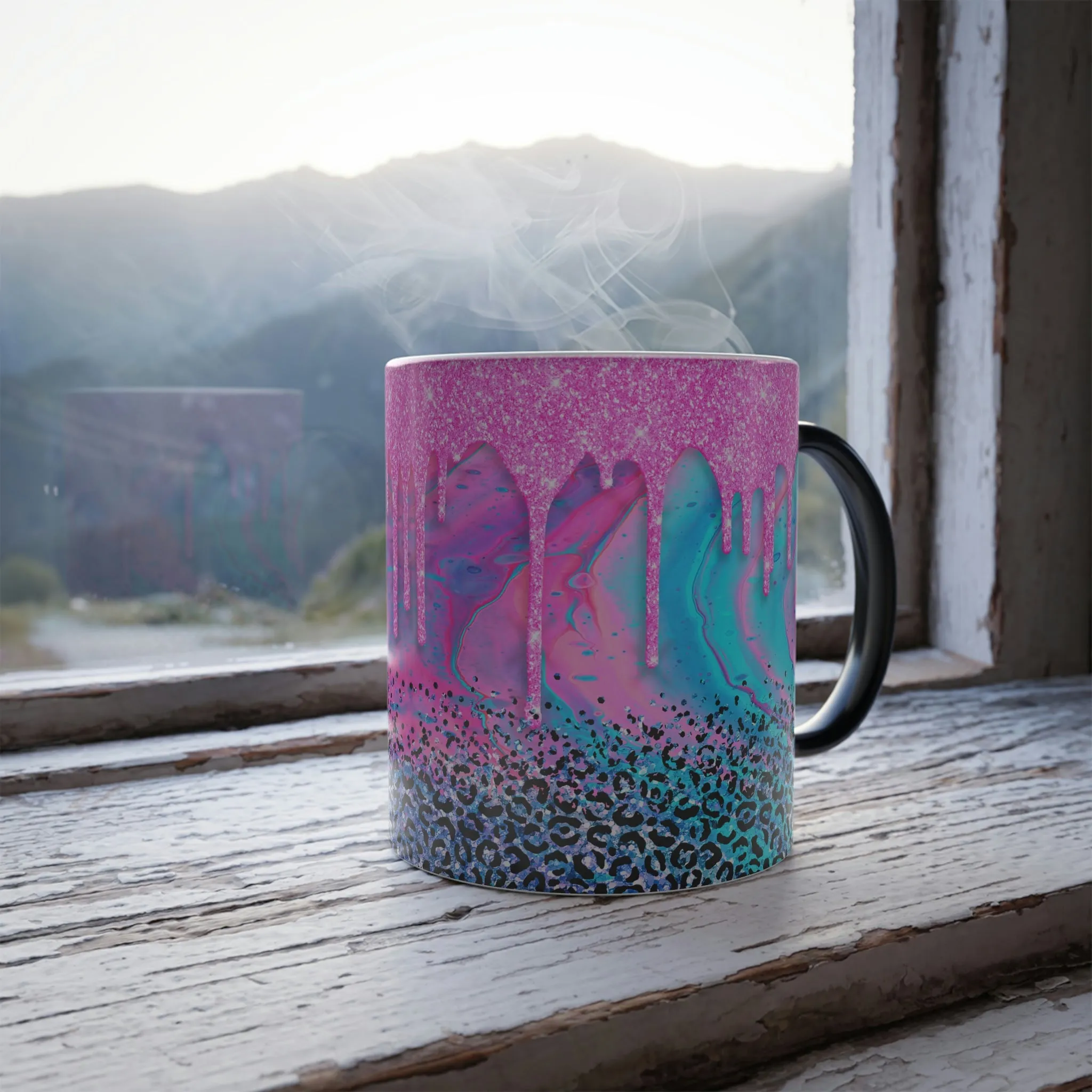 Pink glitter drip 11oz Color Morphing Mug