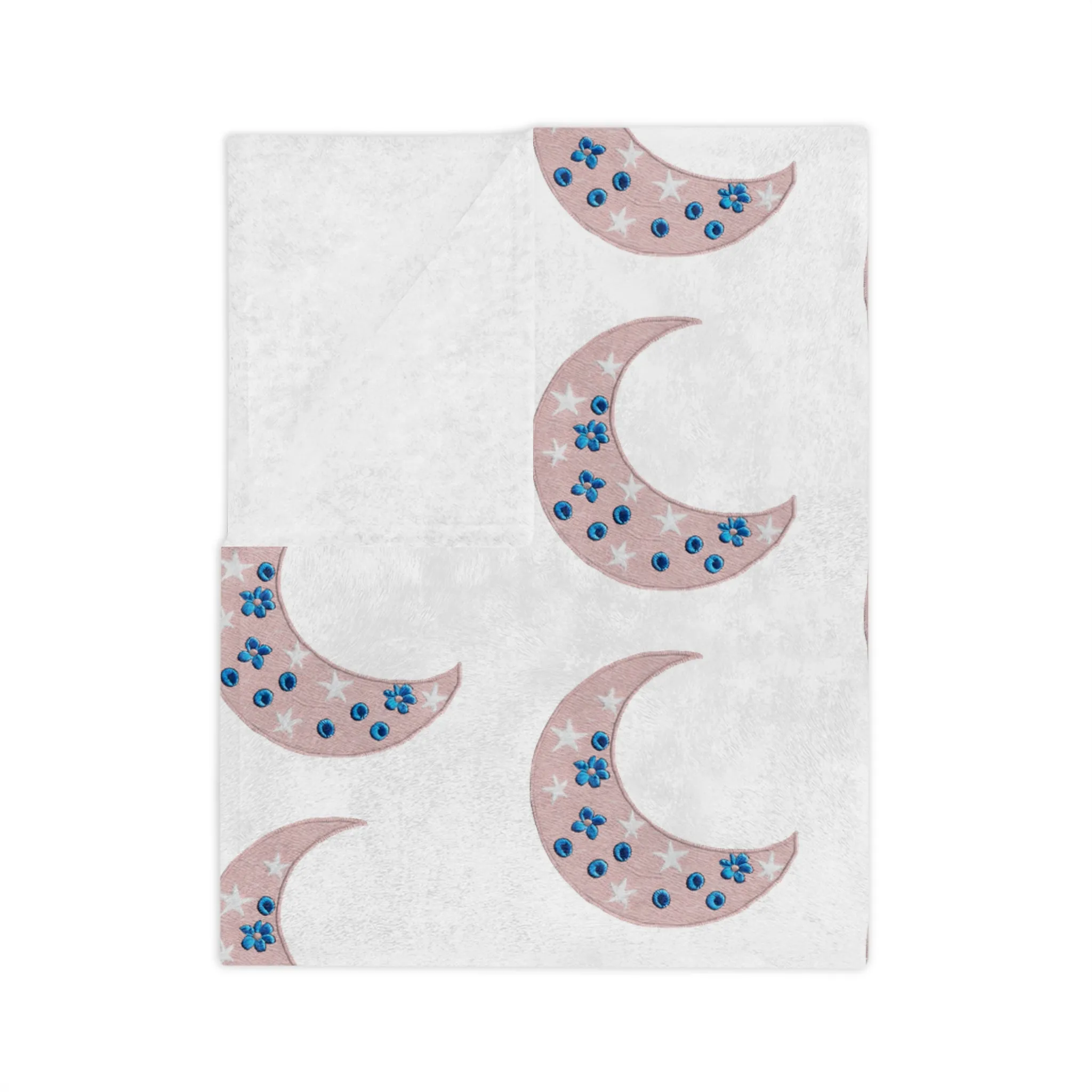 Pink Moon Velveteen Minky Blanket