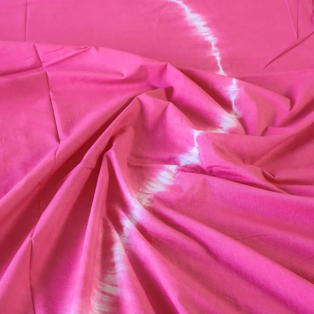 Pink - Shibori Tie Dye Pure Cotton Double Bed Cover with Pillow Covers (105 x 90 in)