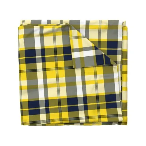 Preppy Surfer Navy Blue and Yellow Plaid Duvet Cover