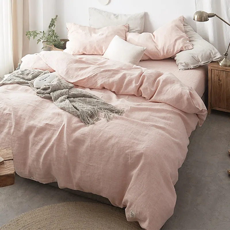 Pure Color Luxurious 100%Linen Bedding Set